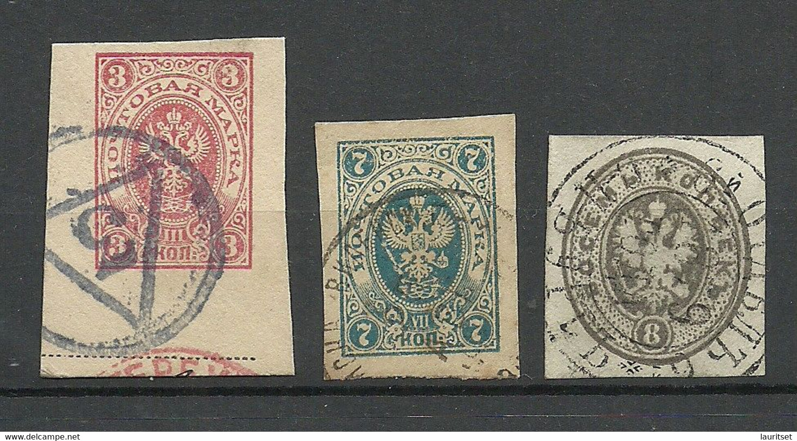 Imperial Russia Russland - Postal Stationery Cut Outs, 3 Pcs,  Used - Otros & Sin Clasificación