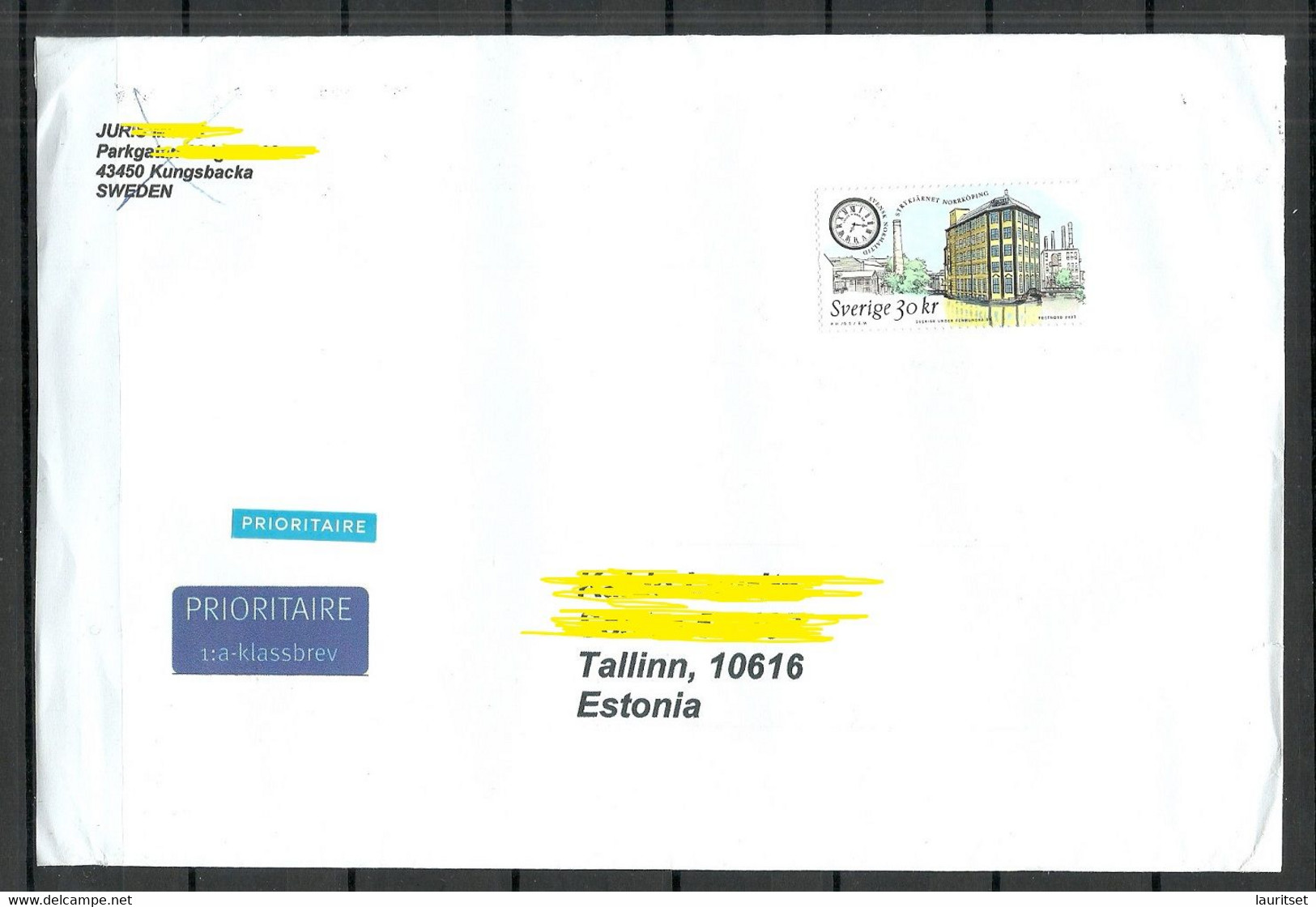 SCHWEDEN Sweden 2023 Air Mail Cover To Estonia. Stamp Has Remained Mint (not Cancelled) - Cartas & Documentos