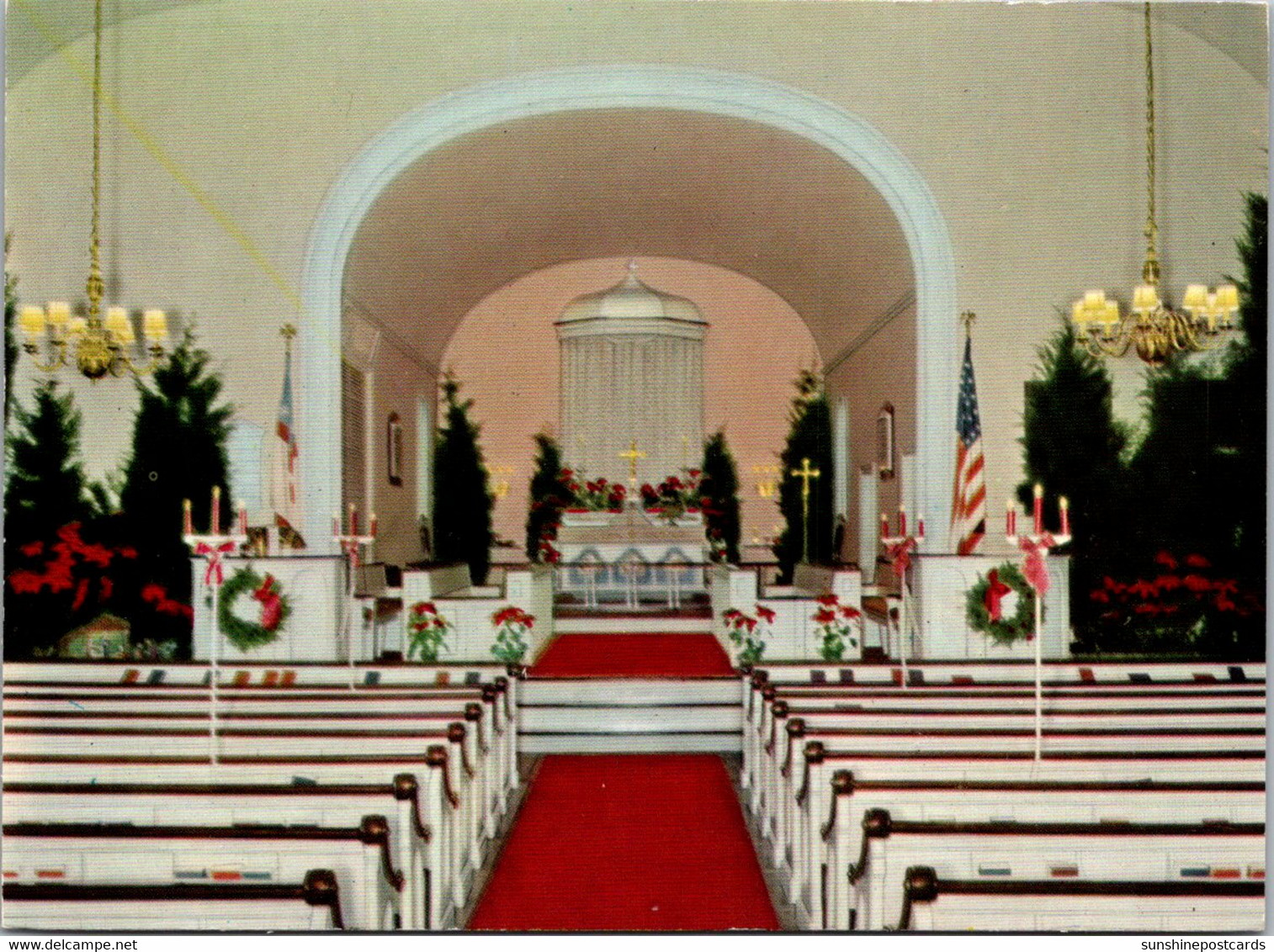 New York Long Island Cold Spring Harbor St John's Church Interior View With Christmas Decorations - Long Island