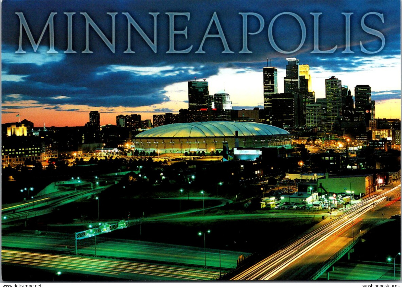 Minnesota Minneapolis Evening Skyline Showing Stadium - Minneapolis