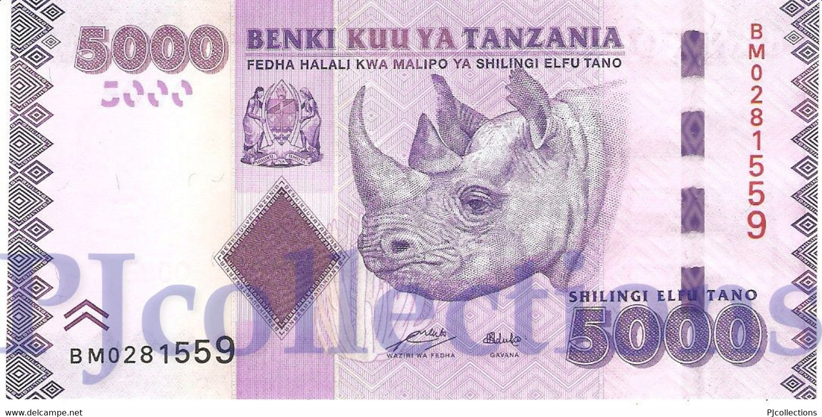 TANZANIA 5000 SHILINGI 2010 PICK 43a UNC - Tanzania