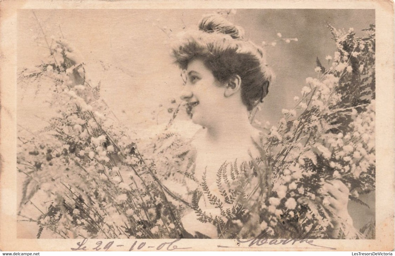 Fantaisies - Femme - Fleur - Oblitéré Haine Saint Pierre 1906 - Carte Postale Ancienne - Frauen