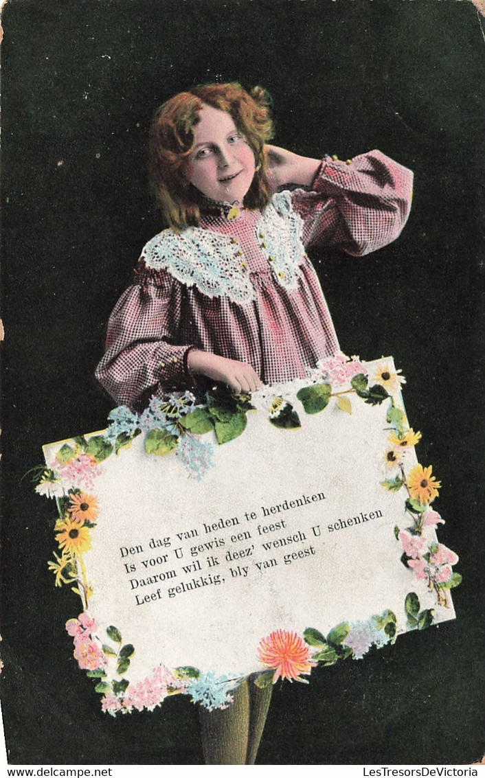 Fantaisies - Femme - Fleur - Message - Colorisé - Dentelle  - Carte Postale Ancienne - Frauen