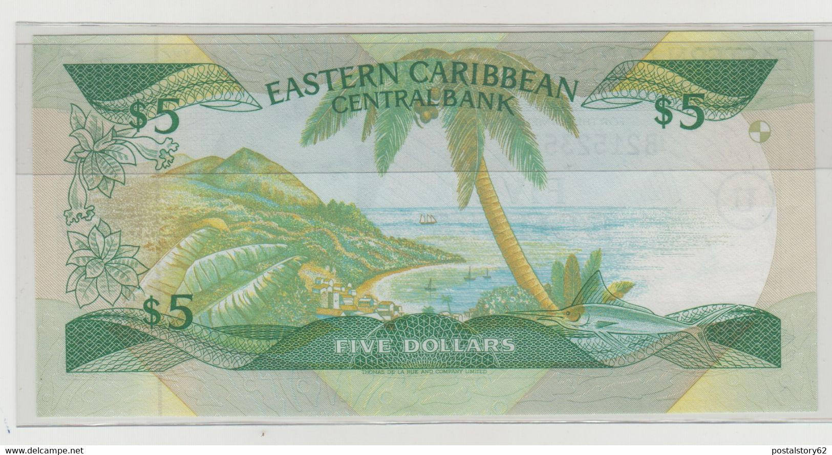 Eastern Caribbean Central Bank  Five  Dollars 1988 " U " In Circle ( Anguilla ) On Suffix Letter ( V ) Unc ( FDS) - Oostelijke Caraïben