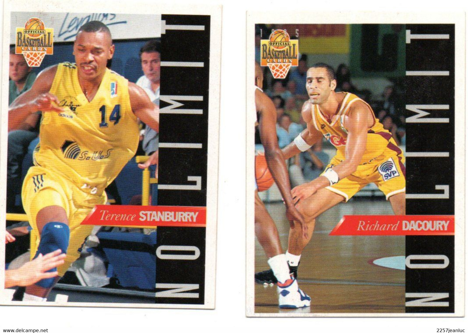 2 Cartes  Panini N:18 & 22 - Basket Ball - Levallois SCP Terence Stansburry  - Richard Dacoury De Limoges CSP - Basketball