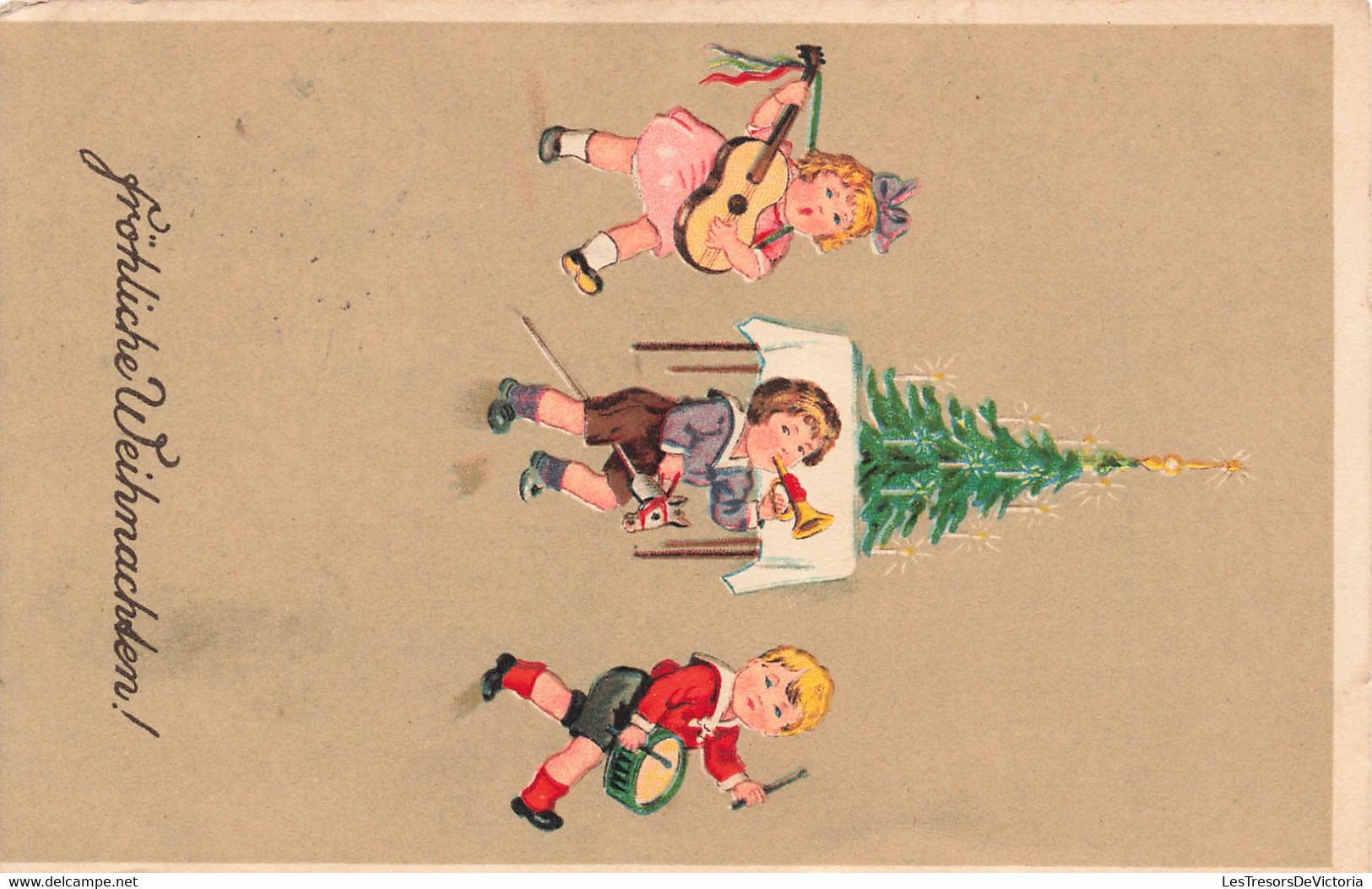 Fantaisies - Gröhiche Weihnachten - Joyeux Noël - Enfants Jouant De La Musique Autour Du Sapin - Carte Postale Ancienne - Neonati