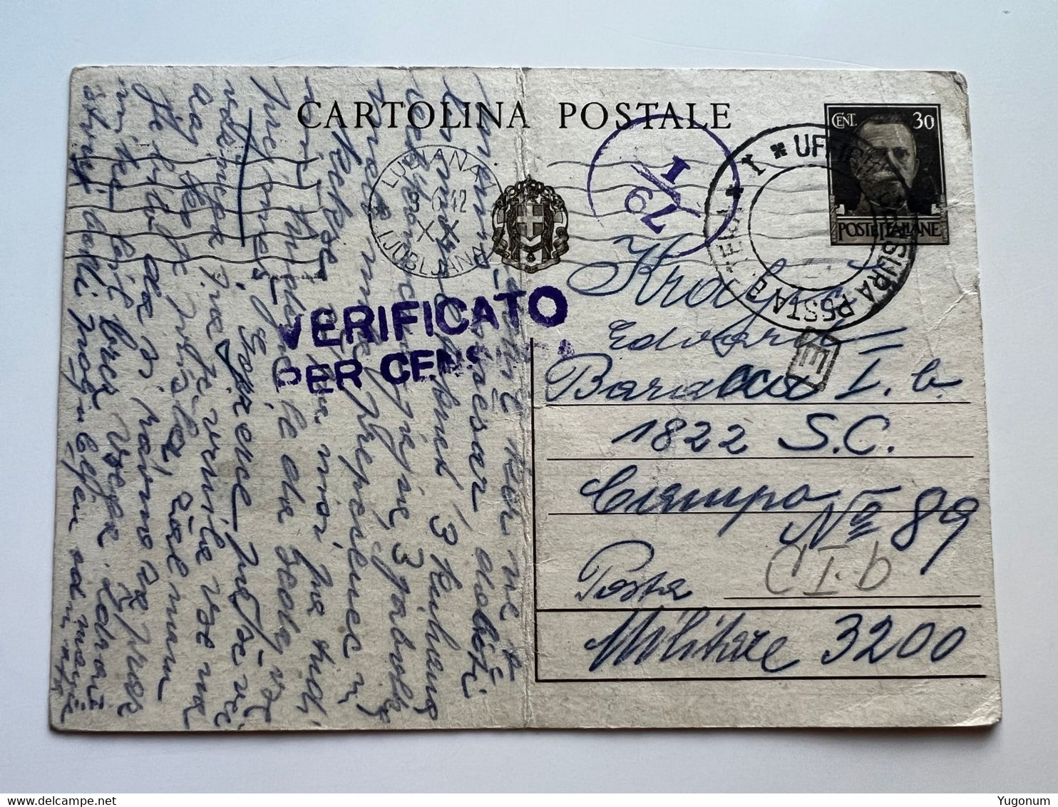 ITALY WWII 1942 Stationary Sent From LUBIANA -> Concenetration Camp GONARS With Censorship Stamp (No 2021) - Ljubljana