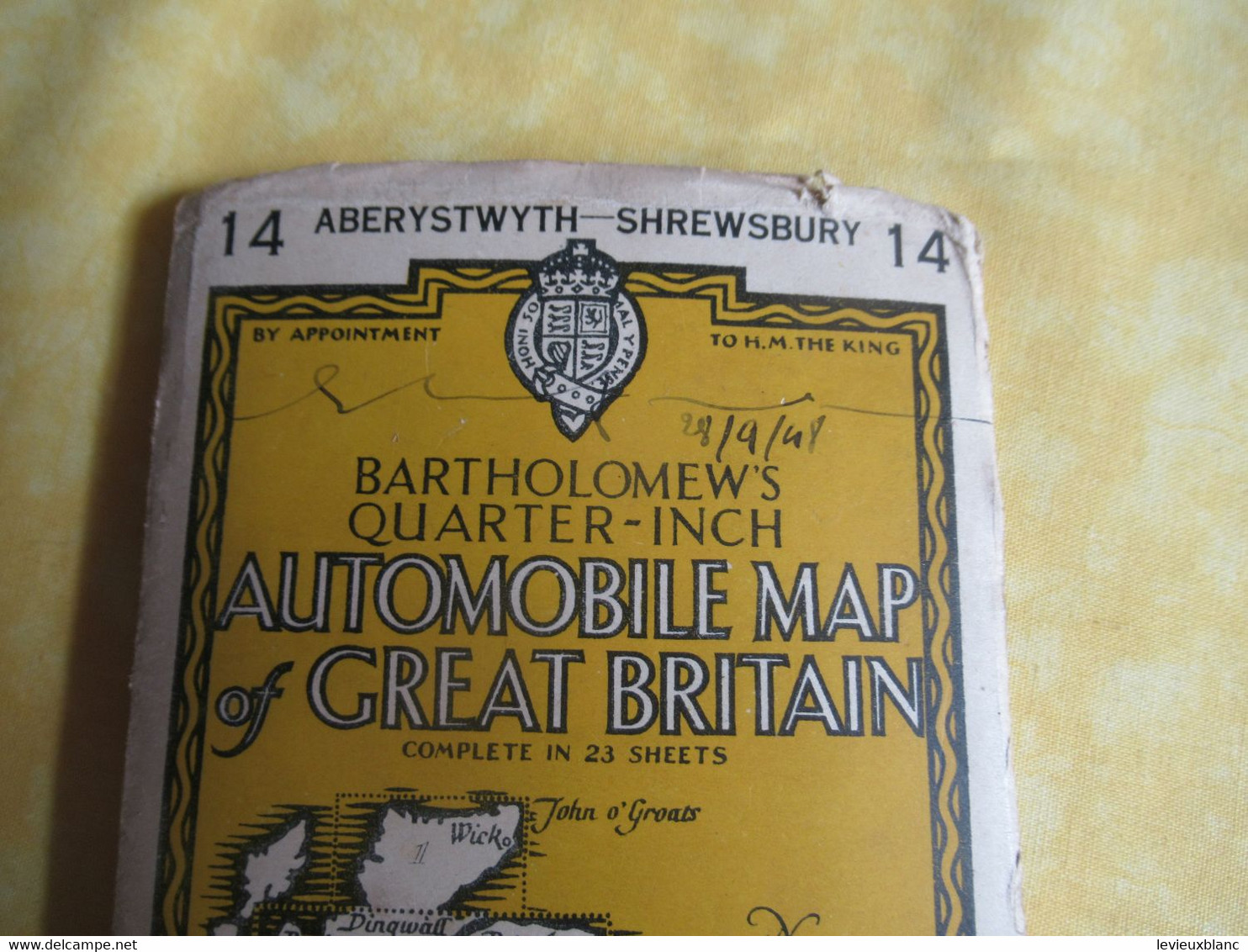 Automobile Map Of Great Britain/ ABERYSTWYTH-SHREWSBURY/John Bartholomew & Son/ Edinburgh/1947         PGC489 - Strassenkarten
