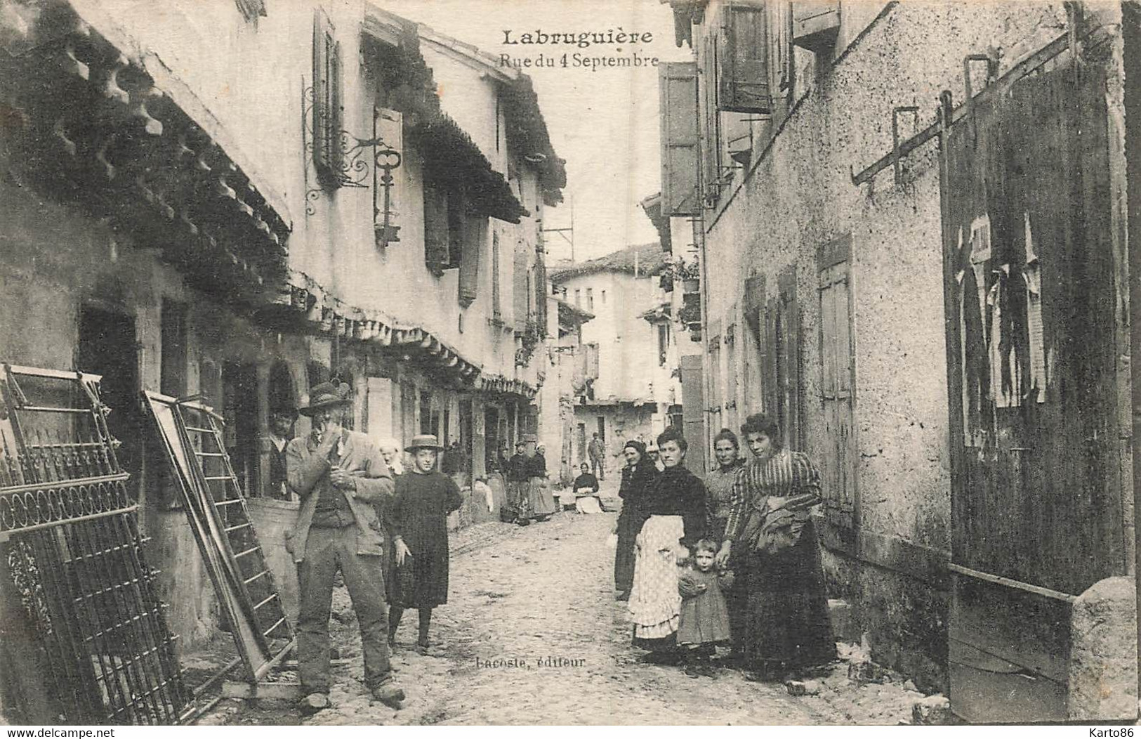 Labruguière * La Rue Du 4 Septembre * Villageois * Cachet Militaire Détachement D'instruction - Labruguière