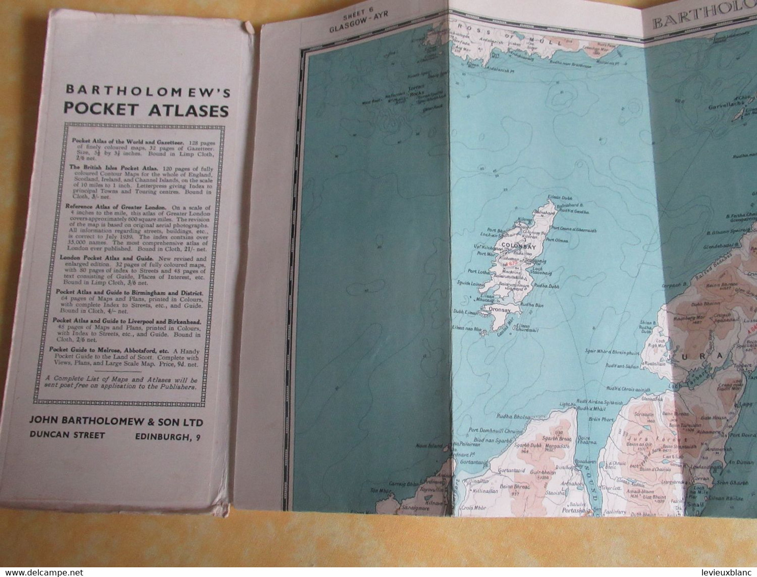 Automobile Map Of Great Britain/ GLASGOW-AYR /John Bartholomew & Son/ Edinburgh/1947         PGC490 - Strassenkarten