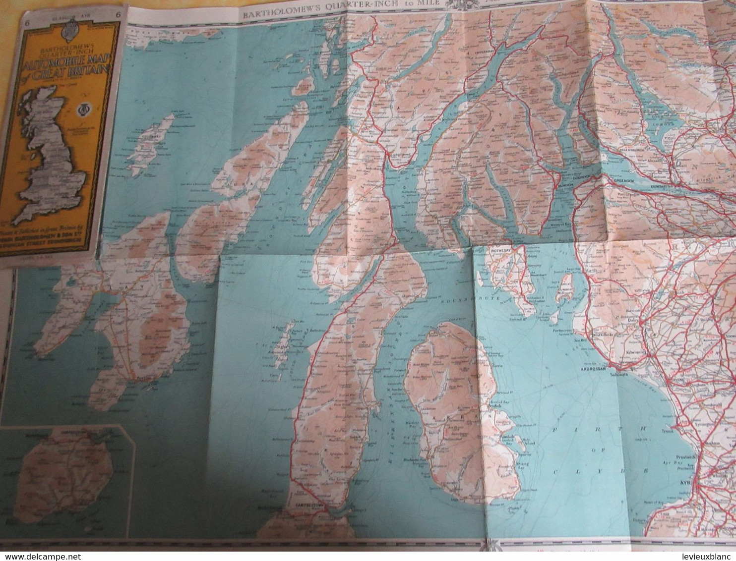 Automobile Map of Great Britain/ GLASGOW-AYR /John Bartholomew & Son/ Edinburgh/1947         PGC490