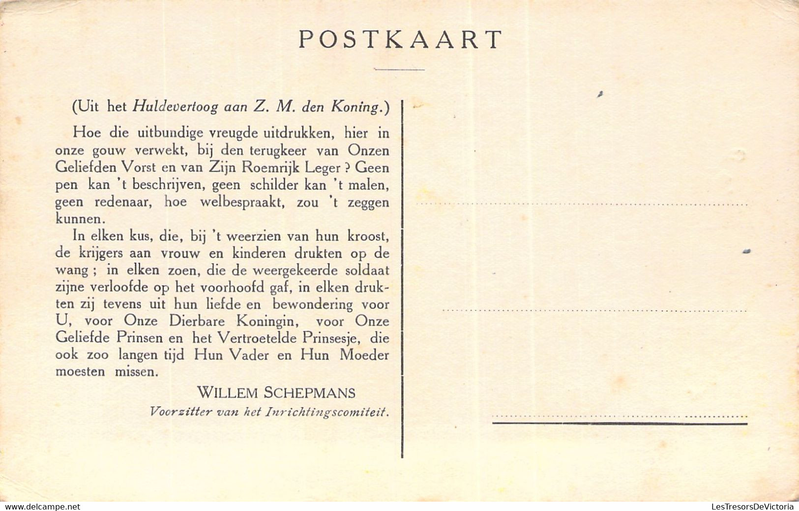 Patriotique - Groote Vaderlandsche Betooging Der Provincie Antwerpen Als HULDE 15 12 1918 - Carte Postale Ancienne - Heimat