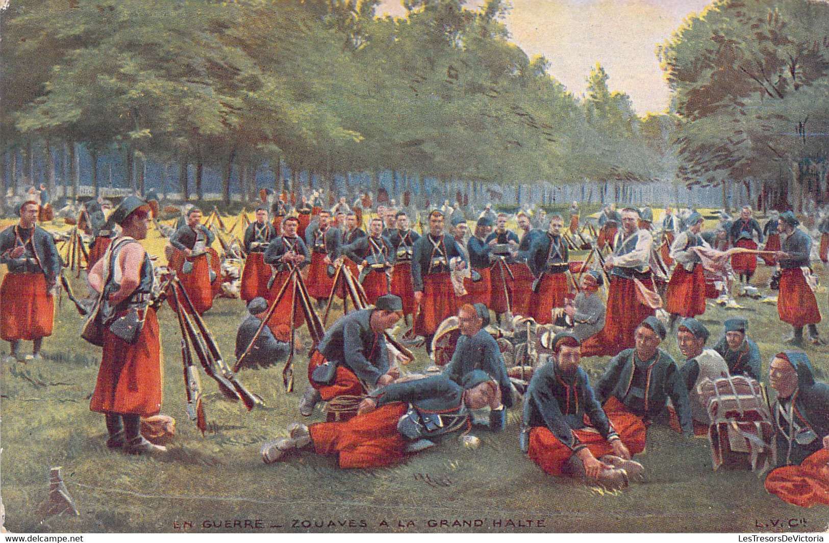 Patriotique - Zouaves A La Grande Halte  - Carte Postale Ancienne - Patriotic