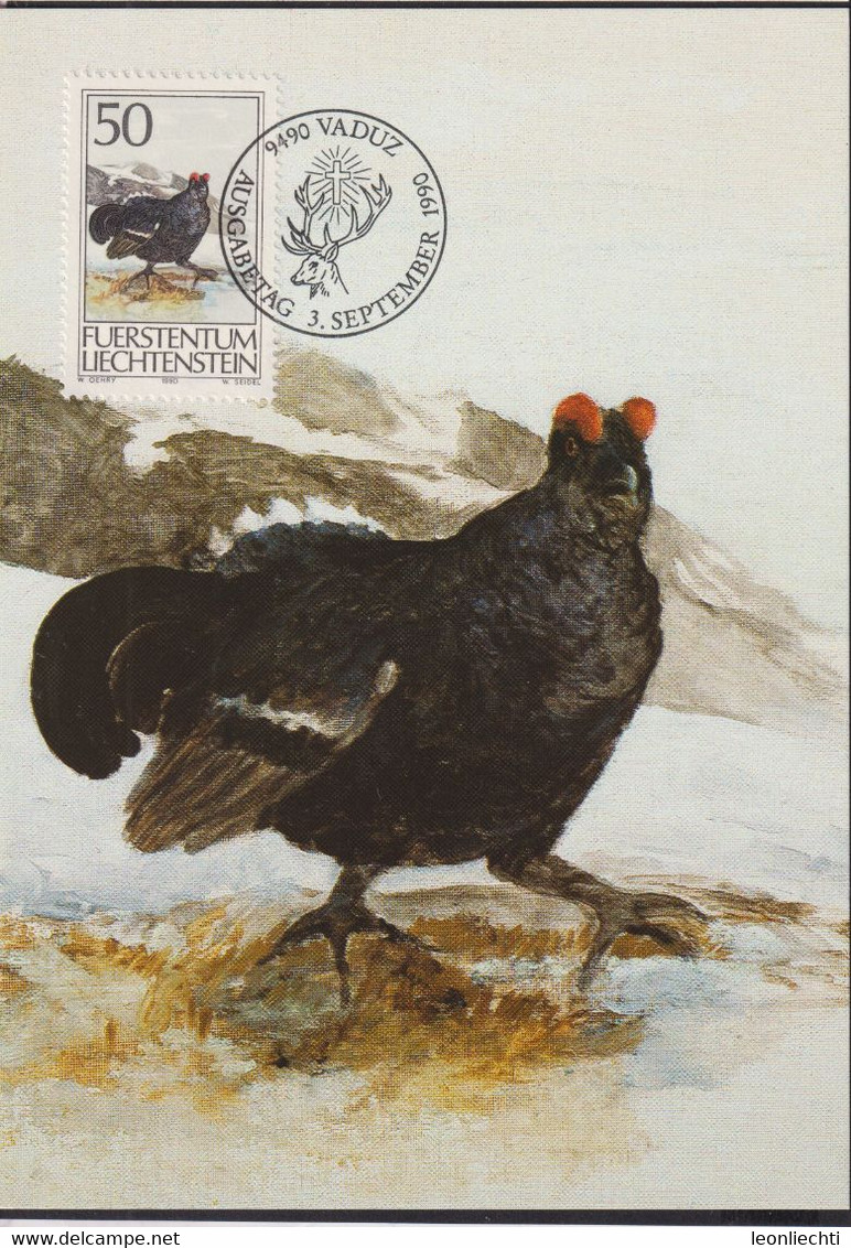 1990 Liechtenstein MC 97 Mi: LI 998°, Y&T: LI 939°, ZNr. LI 944°,  Jagd II, Vögel, Birkhan - Grey Partridge