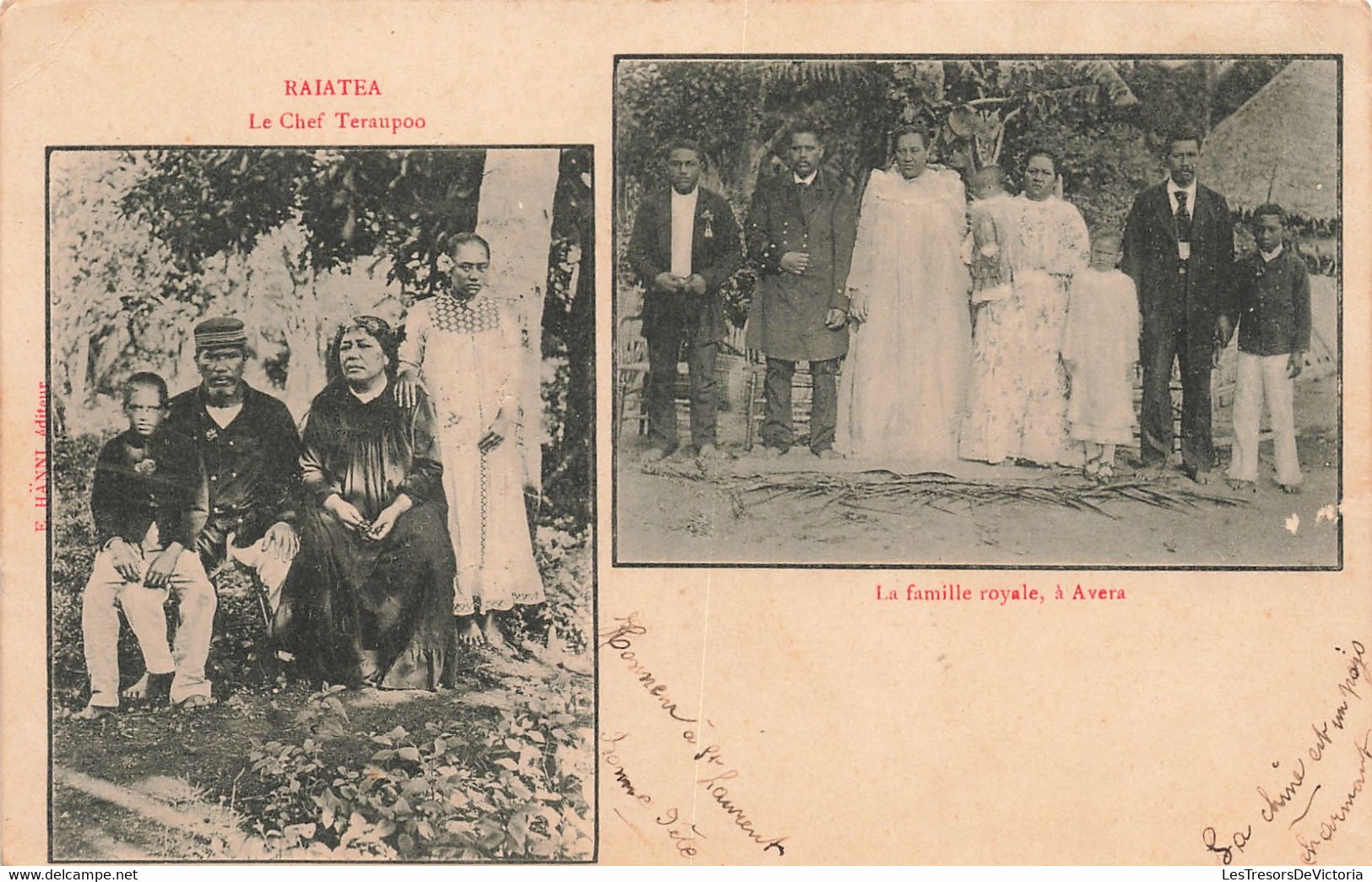 Polynésie Française - Raiatea - Le Chef Teraupoo - La Famille Royale - Edit. E. Hanni - Carte Postale Ancienne - French Polynesia