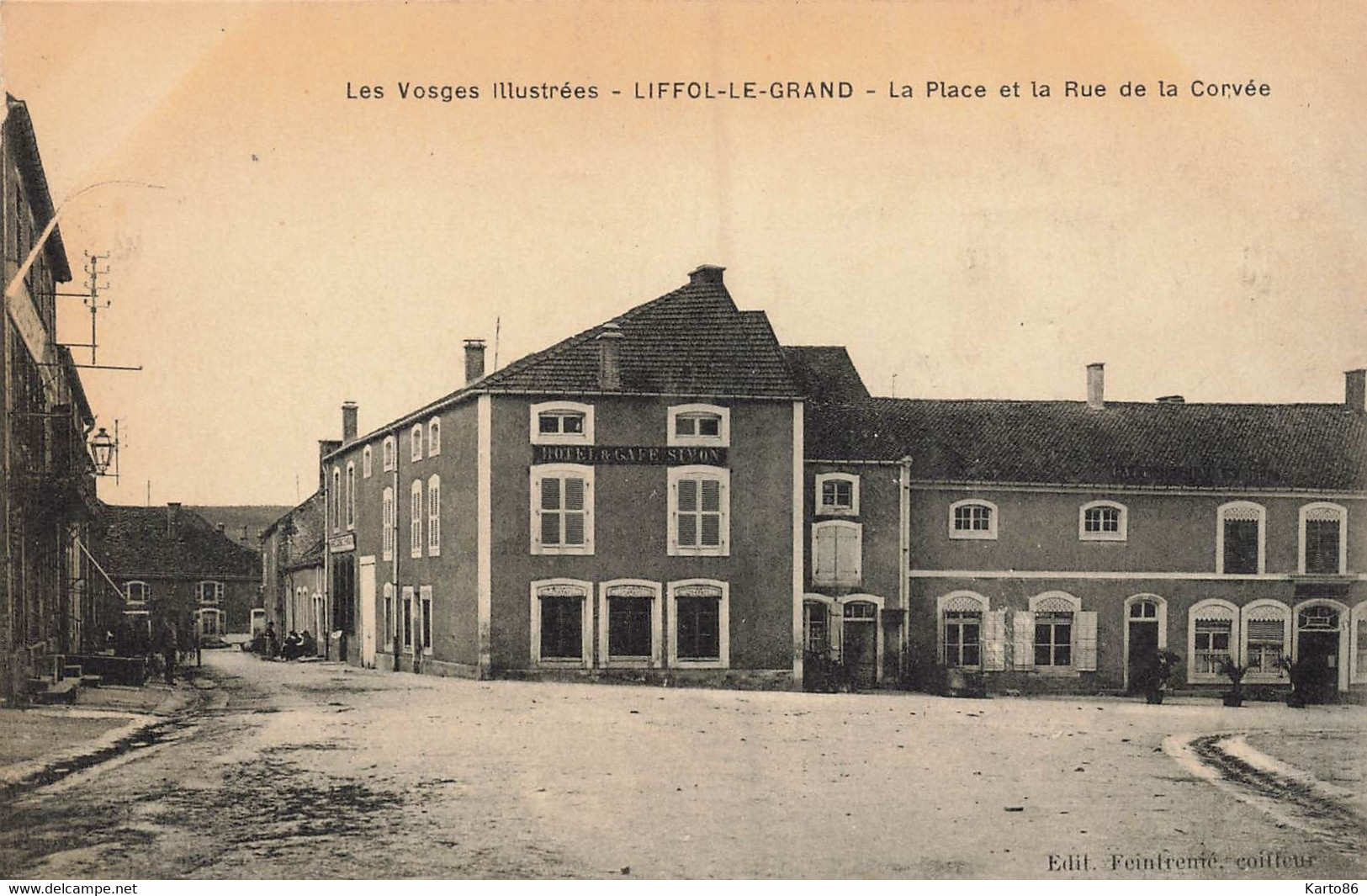 Liffol Le Grand * La Place Et Le Rue De La Corvée * Hôtel Et Café SIMON - Liffol Le Grand