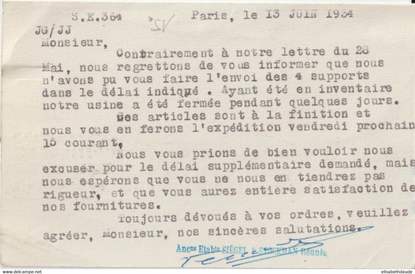 1934 - PAIX PERFORE (PERFIN) Sur CARTE PUB "SIEGEL" De PARIS - Briefe U. Dokumente