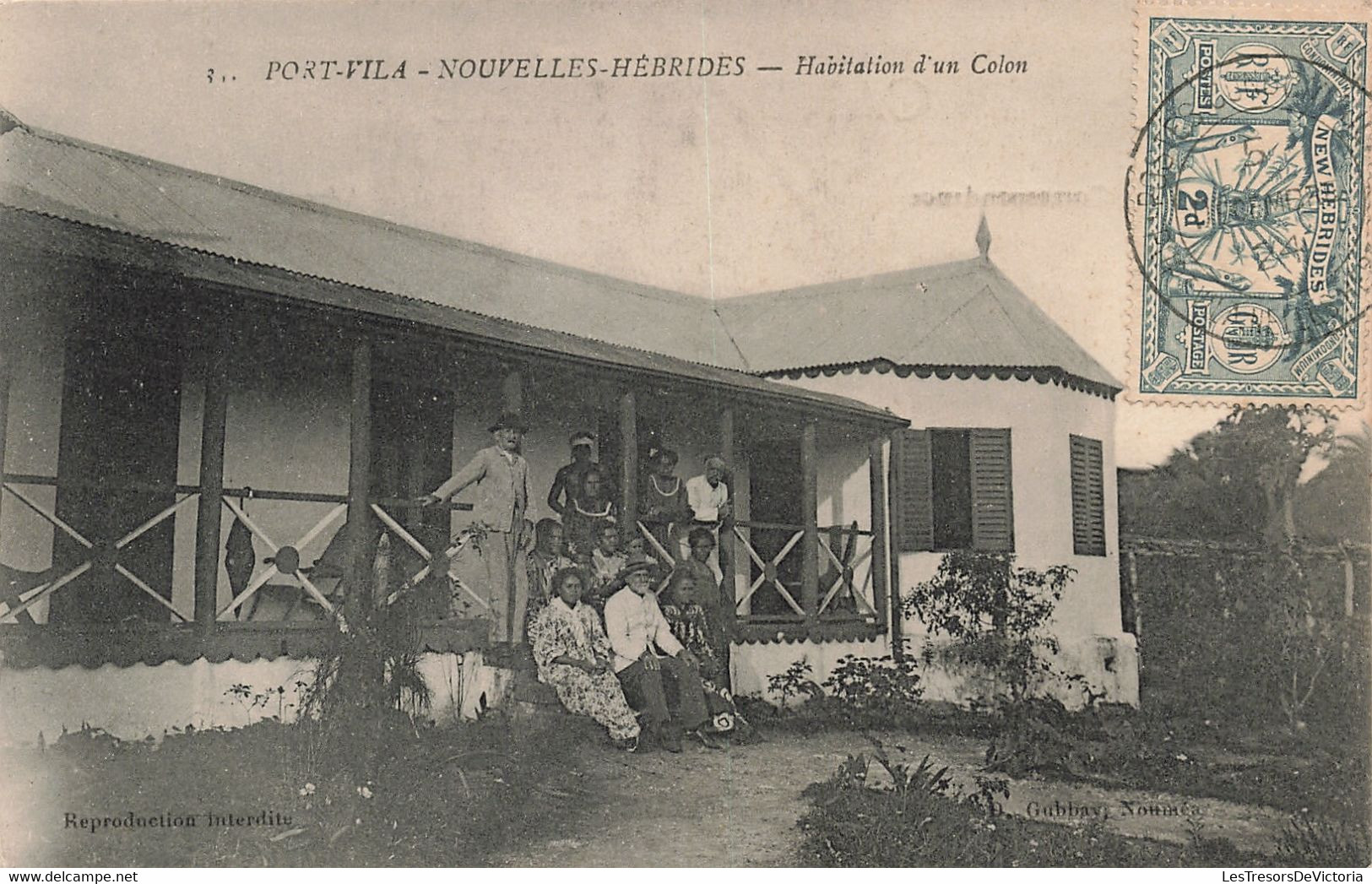 Nouvelle Calédonie - Port Vila - Nouvelles Hébrides Habitation D'un Colon - Edit. D. Gobay - Carte Postale Ancienne - Neukaledonien