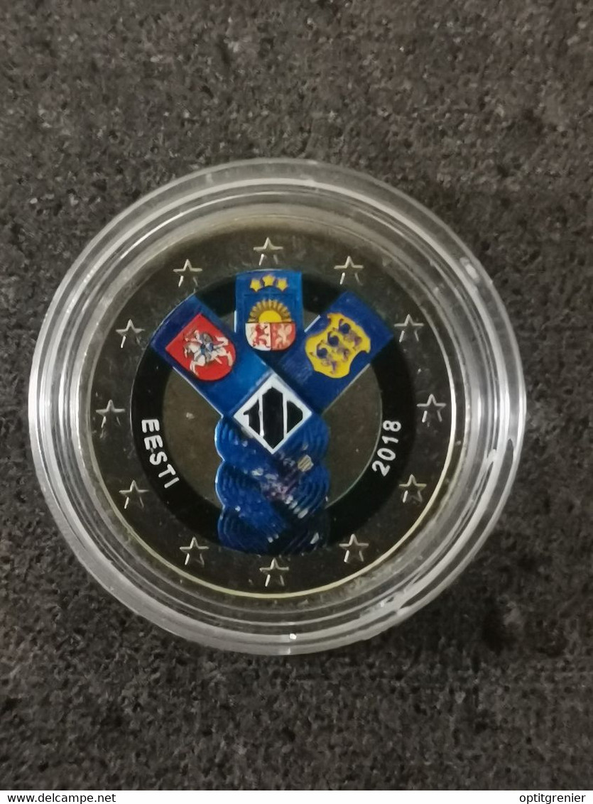 2 EURO ESTONIE 2018 INDEPENDANCE DES PAYS BALTES COLORISEE SOUS CAPSULE / EUROS - Estonia