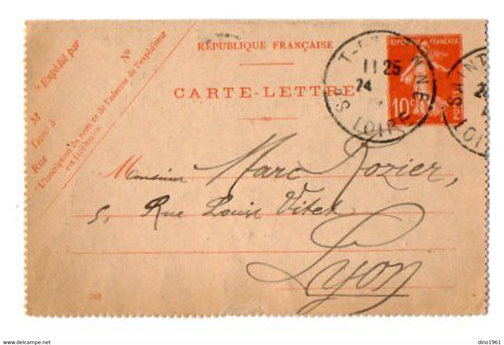 TB 3940 - 1914 - Entier Postal - Soiries Et Lainages Stéphane COMBE à SAINT - ETIENNE Pour Mr ROZIER à LYON - Kaartbrieven