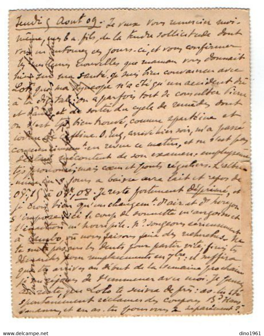 TB 3941 - 1909 - Entier Postal - Mr MONOD Père à PAU Pour Mr Robert MONOD Interne à L'Hospice LE KREMLIN - BICETRE - Cartes-lettres