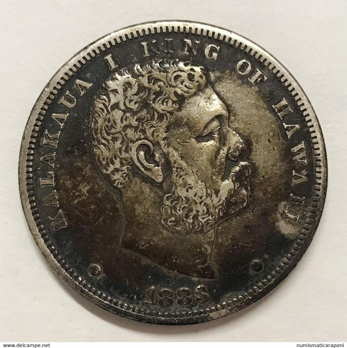 Hawaii Kalakaua I° 1 Dollar 1883 (Akahi Dala)  Km#7 Ag. 26,59 G. Rara E.536 - Post-Coloniali