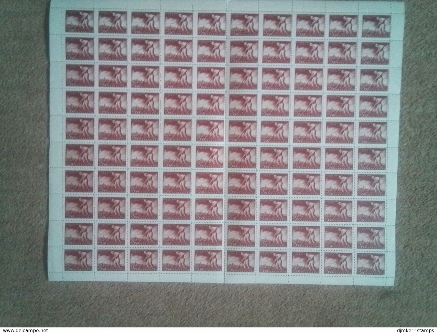 CROATIA 1945 Labour Day Complete Sheet Of 100 Stamps MNH / **.  Michel 178 - Croatia