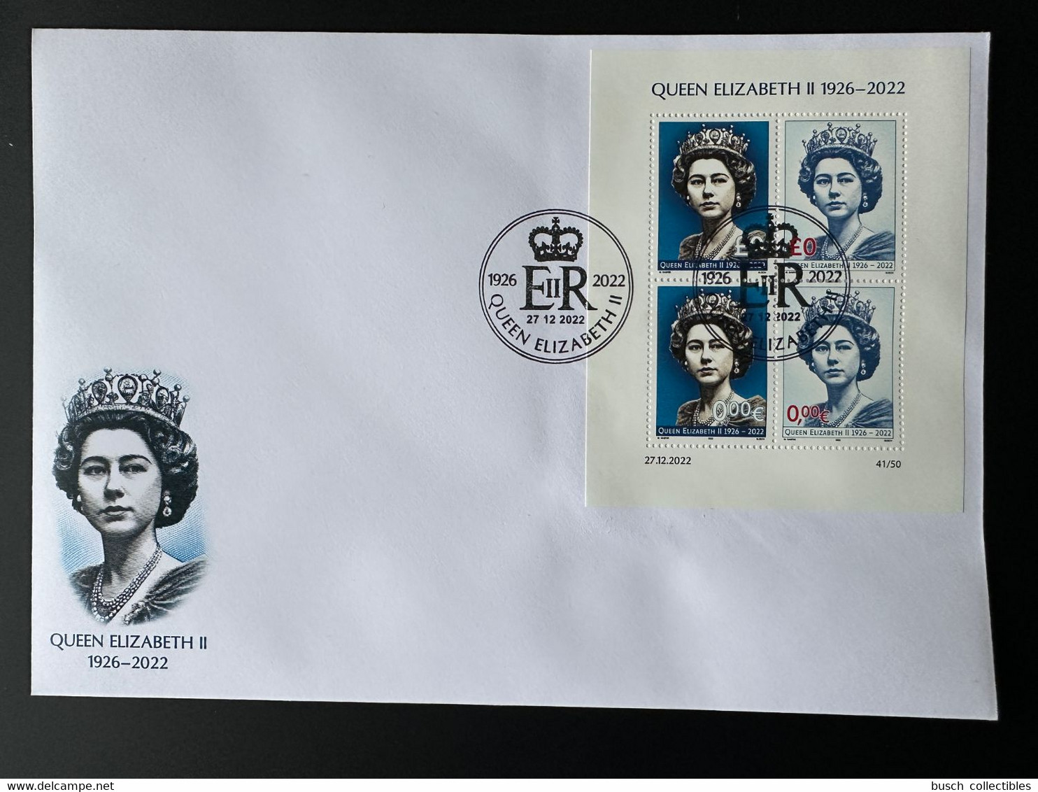 £0 0€ 2022 - FDC - Feuillet Kleinbogen " Queen Elizabeth II " Matej Gabris - Vignetten (Erinnophilie)