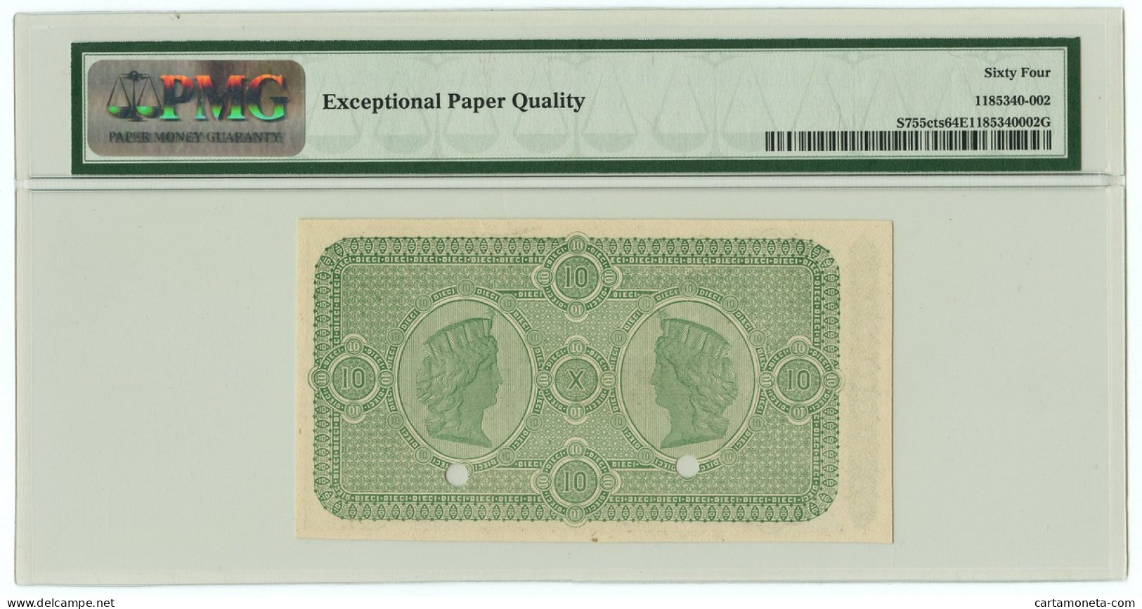 10 LIRE SPECIMEN (VERDE) BANCA NAZIONALE TOSCANA EFFIGE DANTE 1873 QFDS - Other & Unclassified