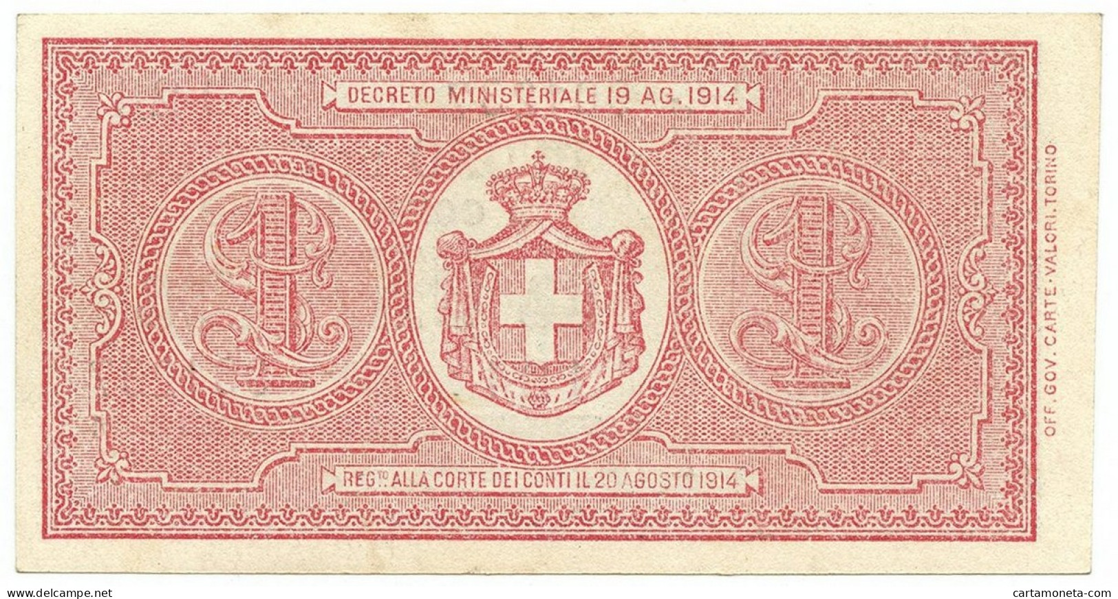 1 LIRA BUONO DI CASSA EFFIGE VITTORIO EMANUELE III 02/09/1914 SUP - Regno D'Italia – Other