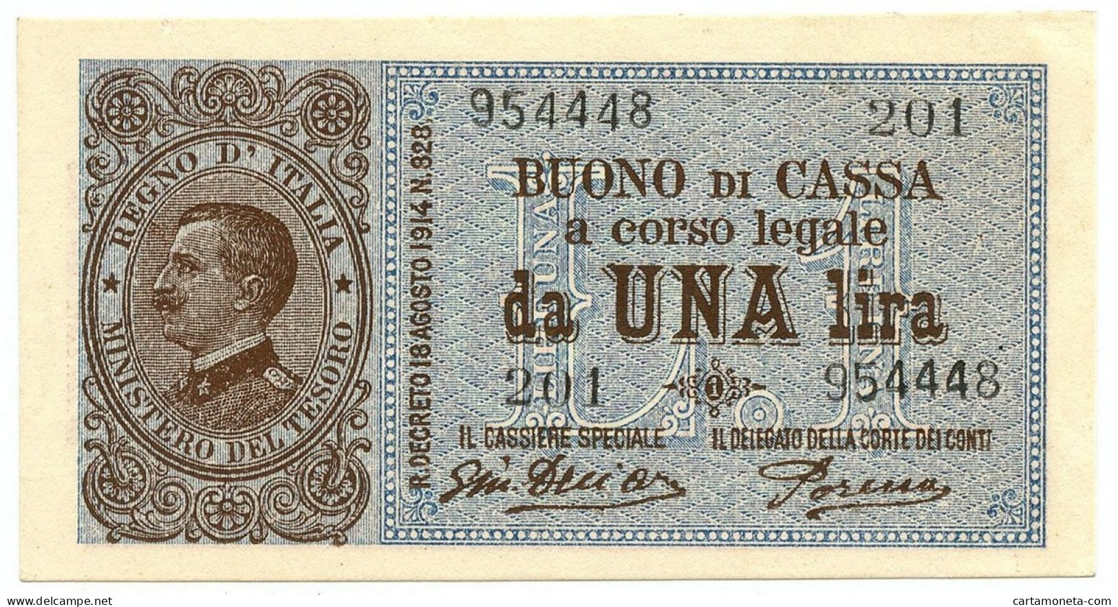 1 LIRA BUONO DI CASSA VITTORIO EMANUELE III PORENA LUGLIO 1921 QFDS - Regno D'Italia - Altri