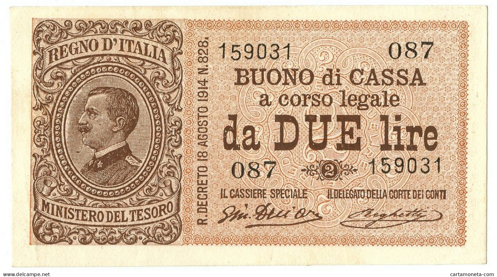 2 LIRE BUONO DI CASSA EFFIGE VITTORIO EMANUELE III 28/12/1917 SUP - Regno D'Italia – Autres