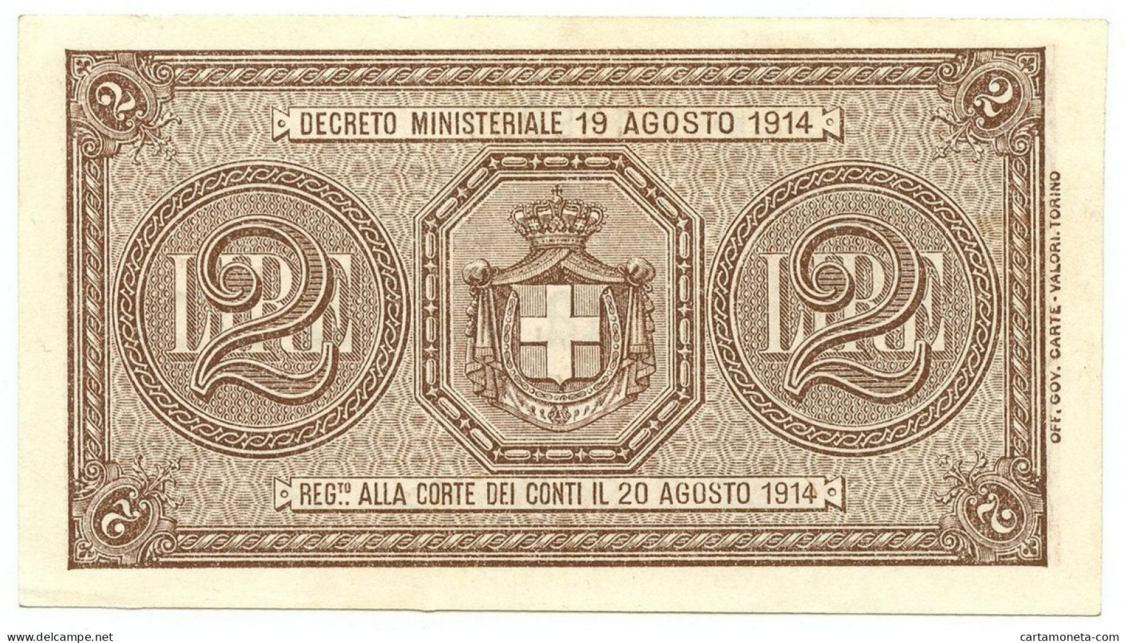 2 LIRE BUONO DI CASSA EFFIGE VITTORIO EMANUELE III 28/12/1917 SUP - Andere
