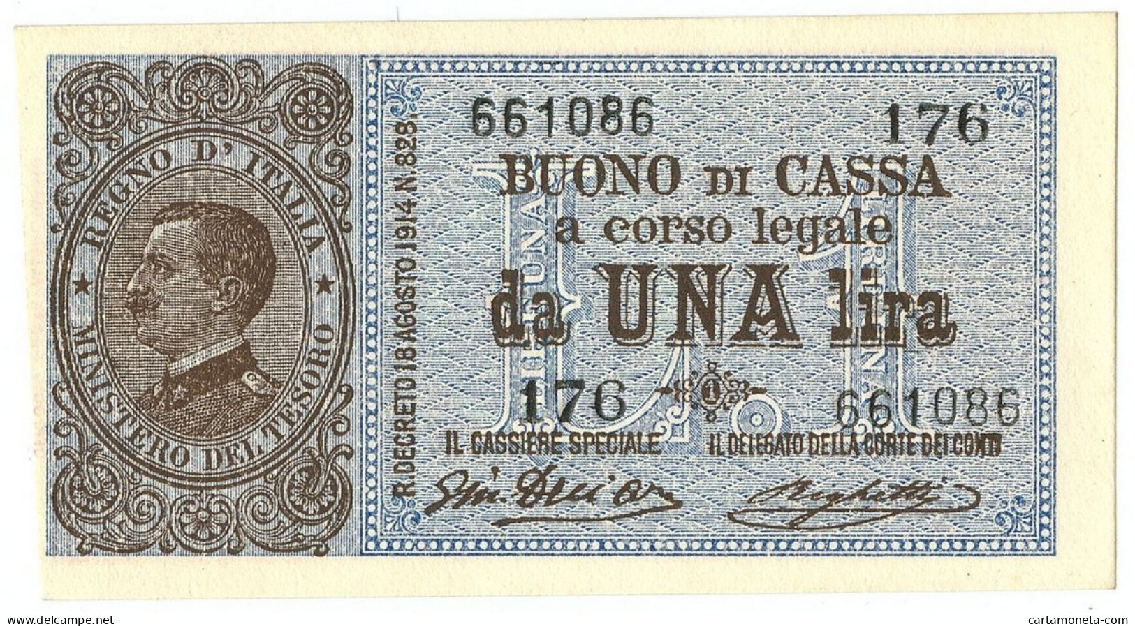 1 LIRA BUONO DI CASSA EFFIGE VITTORIO EMANUELE III 28/12/1917 FDS-/FDS - Regno D'Italia – Other