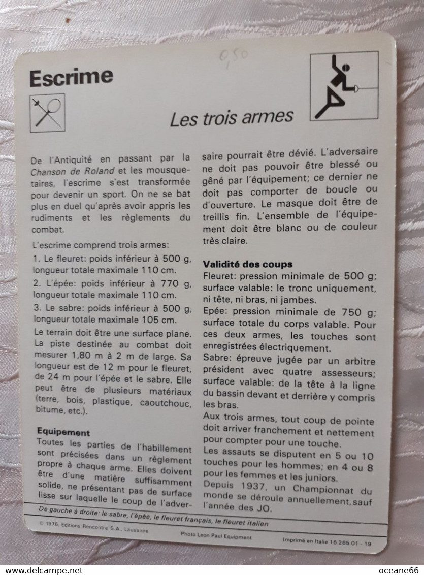 Fiche Rencontre Escrime Les Trois Armes - Fechten