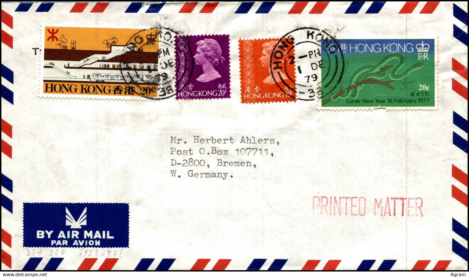 Hong Kong 1979, Airmail Cover Hong Kong To Bremen W./psm Hong Kong - Lettres & Documents