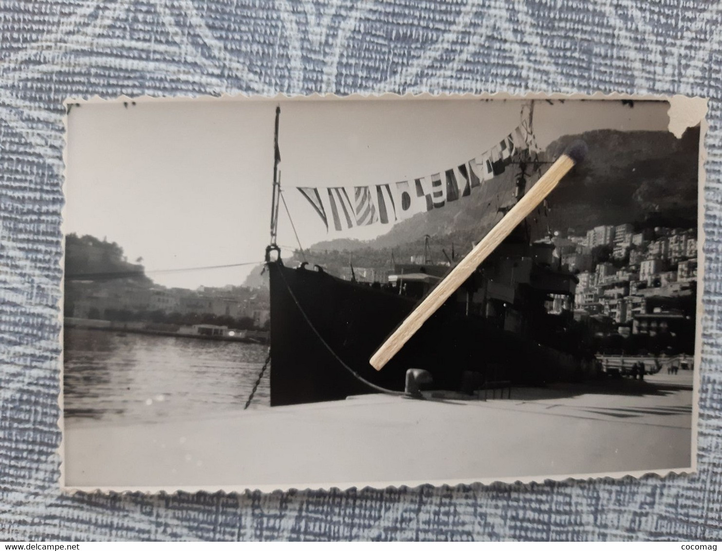 NAVIRE MILITAIRE FREGATE LA DECOUVERTE PHOTO 1948   DANS LE PORT DE MONACO  10.5 X 6 CM - Barche