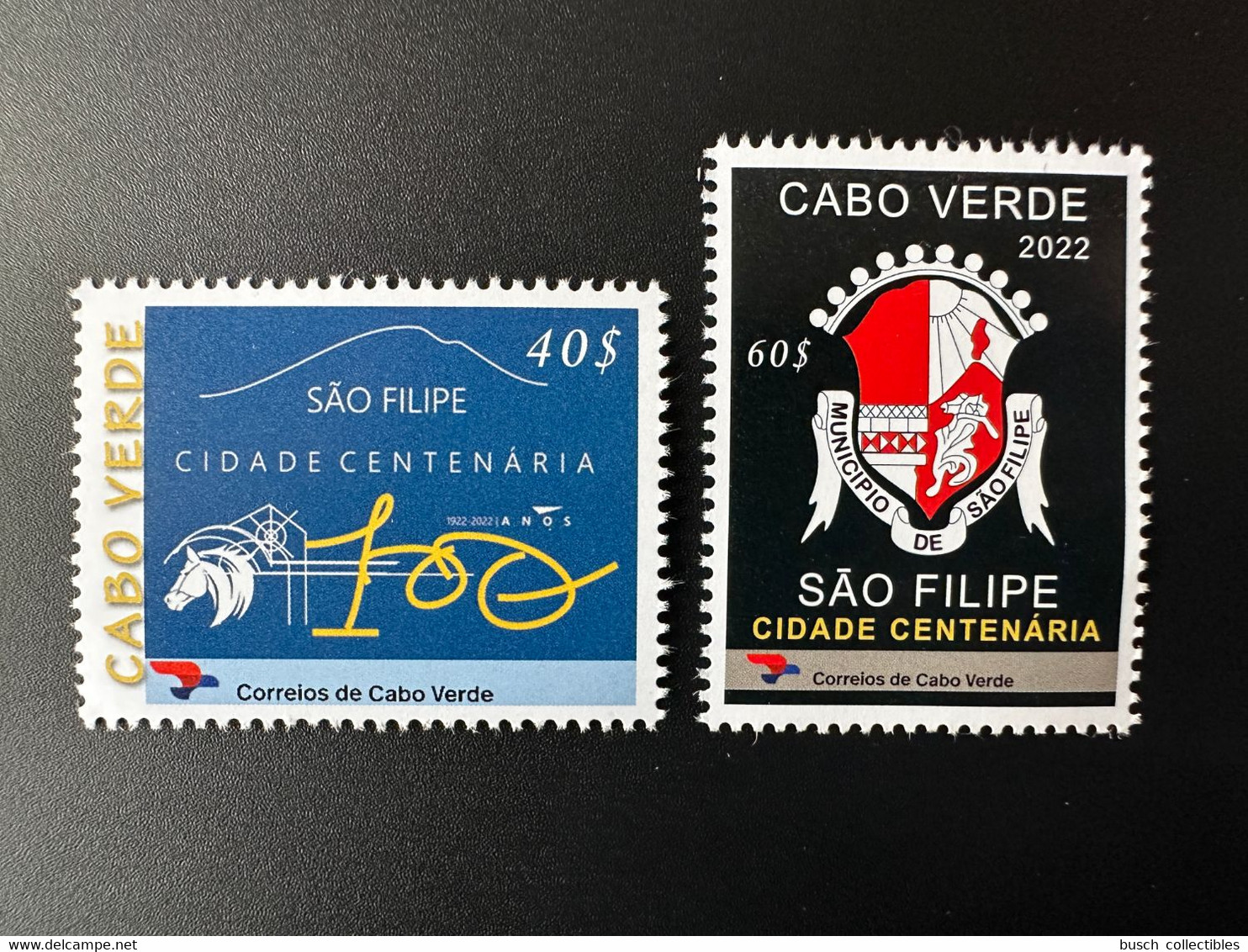 Cape Kap Cabo Verde 2022 Mi. ? Sao Filipe Cidade Centenaria Cheval Horse Pferd 1922 2 Val. MNH - Pferde