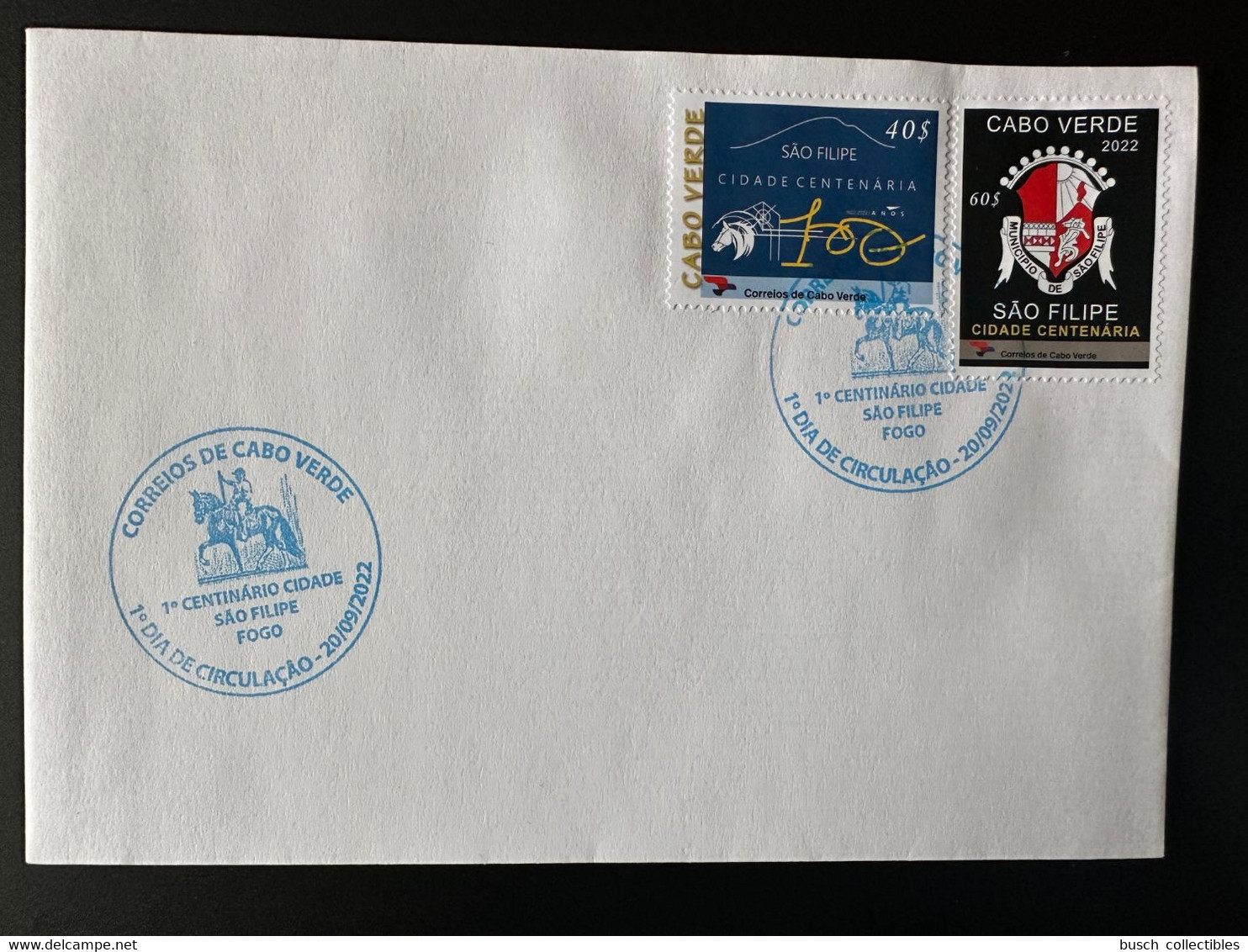 Cape Kap Cabo Verde 2022 FDC Mi. ? Sao Filipe Cidade Centenaria Cheval Horse Pferd 1922 2 Val. - Horses