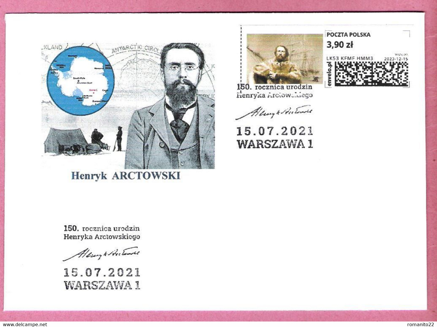 Poland 2021, Cover Warszawa, H.Arctowski, Polar Expedition, - Explorateurs & Célébrités Polaires