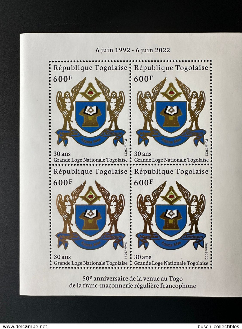 Togo 2022 M/S Gold Doré Mi. ? 50 Ans Grande Loge Régulière Franc-maçons Freimaurer Freemasonry Masonic - Togo (1960-...)