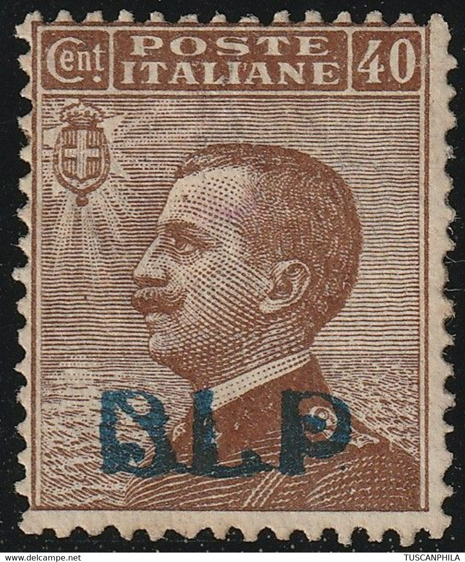 BLP I^ Em. 40 C. Bruno Soprastampa Azzurro Nera Sass 4A MLH* F. Gazzi, Oliva - Stamps For Advertising Covers (BLP)
