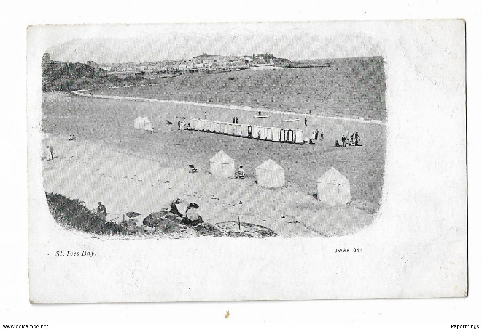 Postcard, Cornwall, St. Ives Bay, Seaside, Beach Huts, Coastal View, 1903. - St.Ives