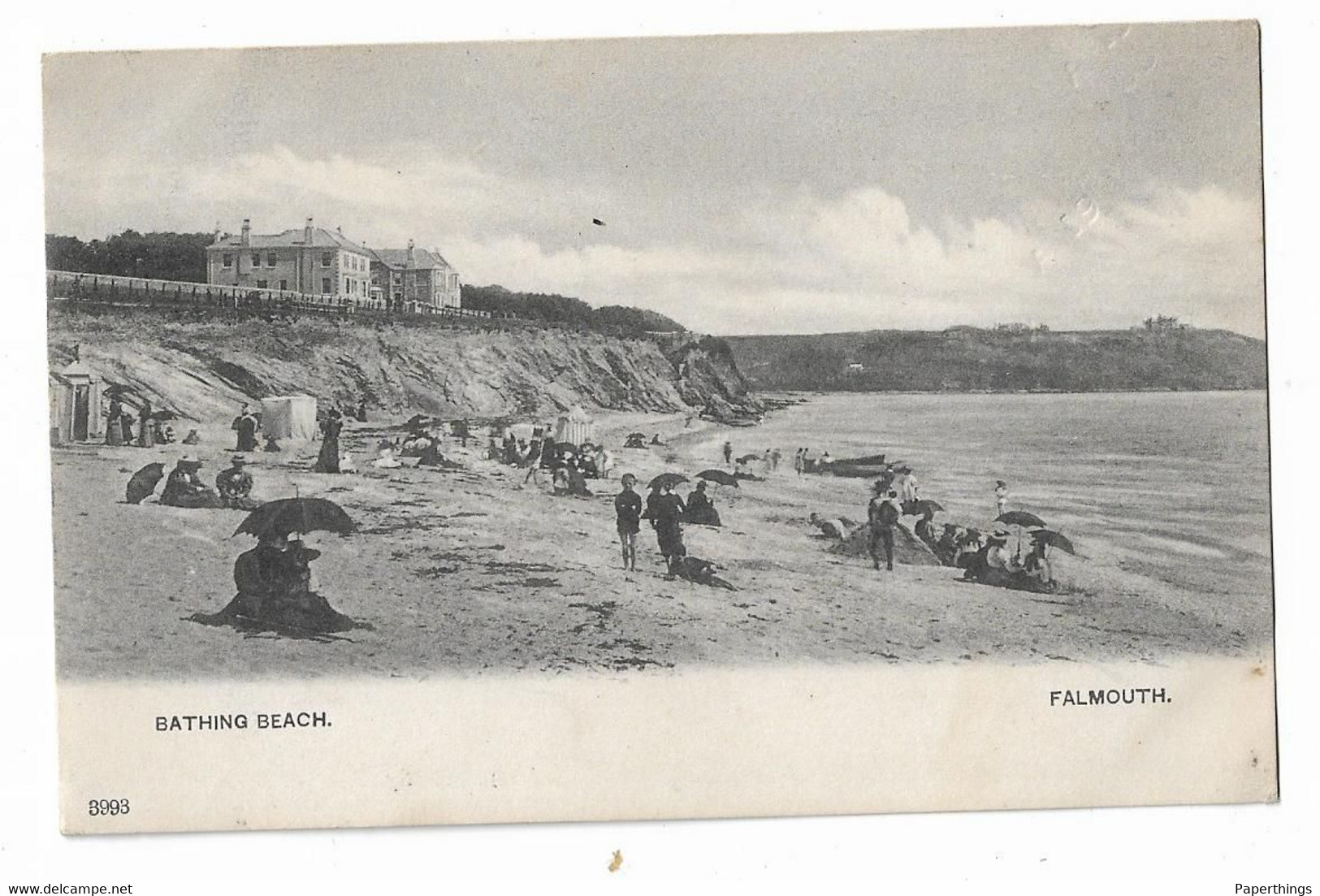 Postcard, Cornwall, Falmouth, Sea View, Cliffs, House, People, Early 1900s. - Falmouth