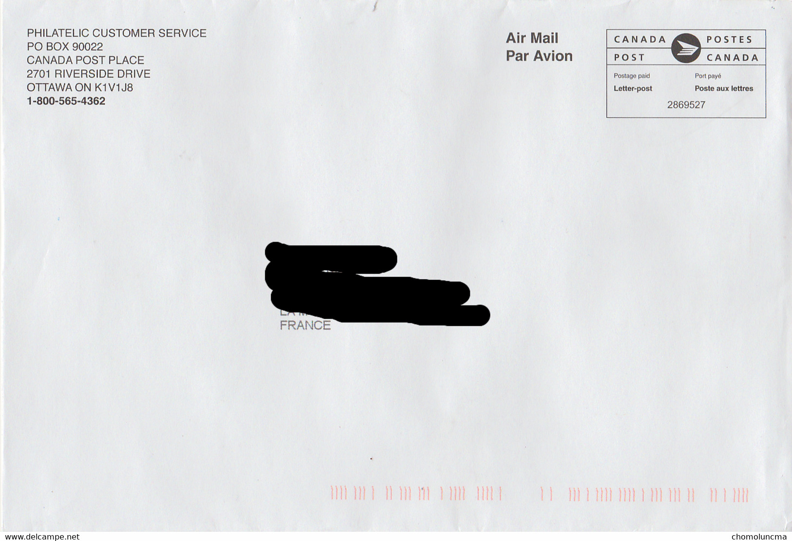 COVERS Post Canada Philatelic Bureau Mail Postes Postage Paid Port Payé One With QR Code Letter Post Postes Aux Lettres - Perfin