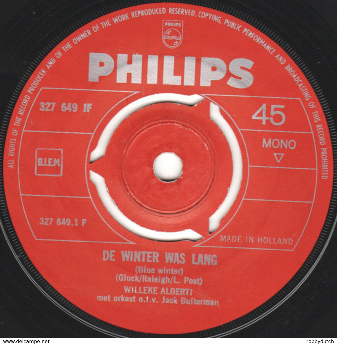 * 7"  *  WILLEKE ALBERTI - DE WINTER WAS LANG (Favorieten Expres 1964 EX) - Autres - Musique Néerlandaise