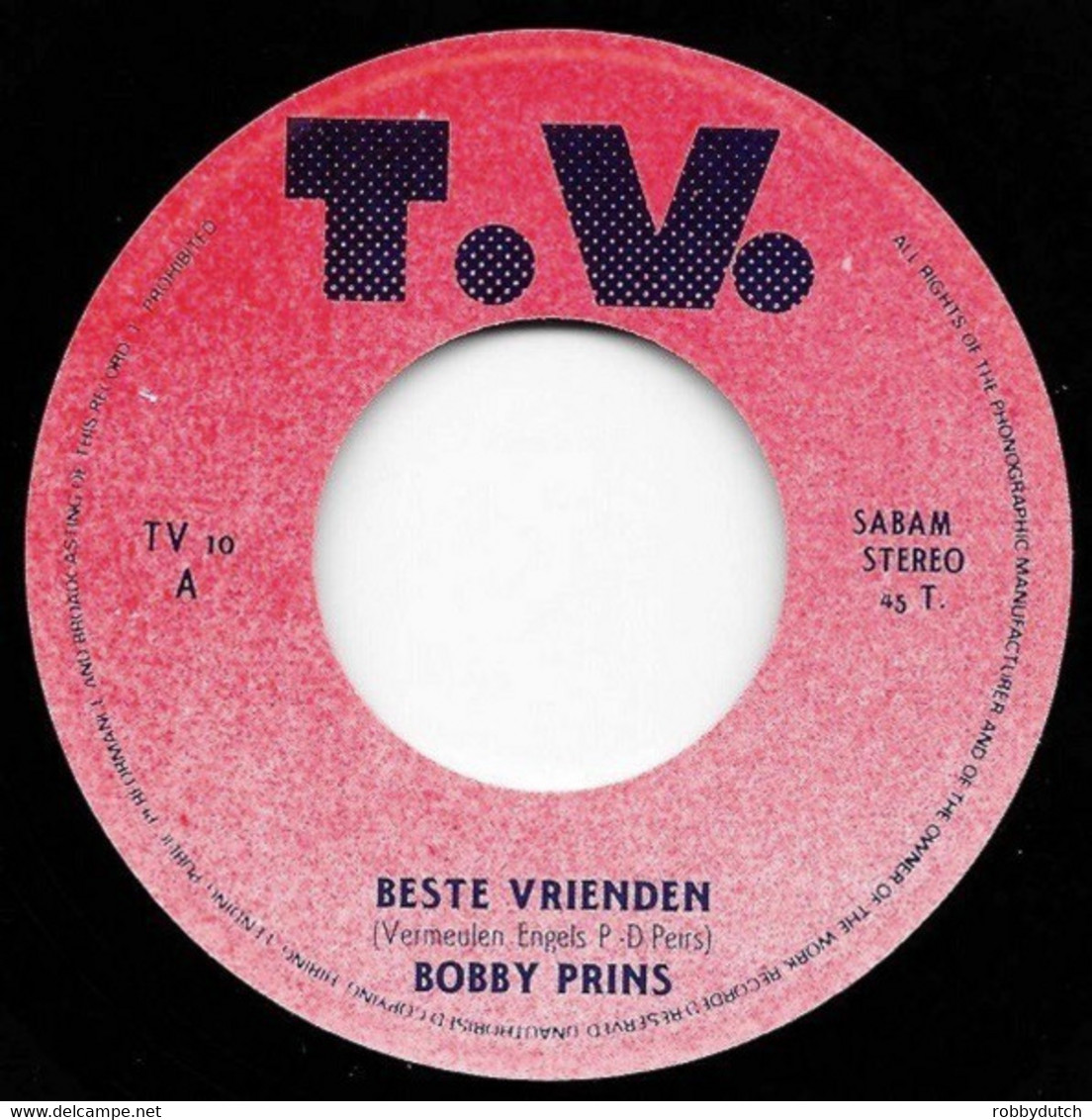 * 7" *  BOBBY PRINS - BESTE VRIENDEN (Belgie 1992 EX!!) - Andere - Nederlandstalig