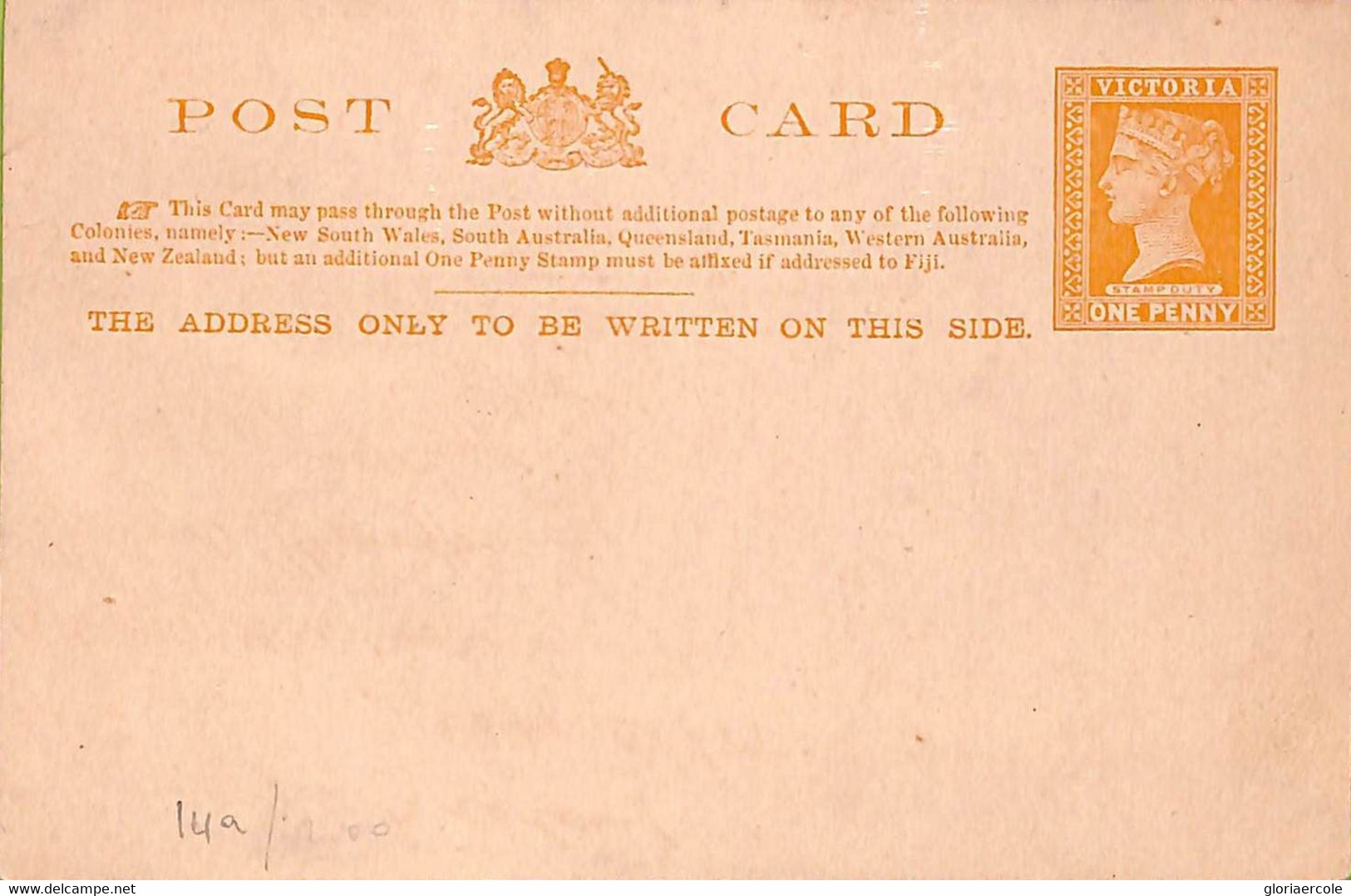 Ac6702 - AUSTRALIA: VICTORIA - Postal History -  STATIONERY CARD :  H & G  # 14a - Lettres & Documents