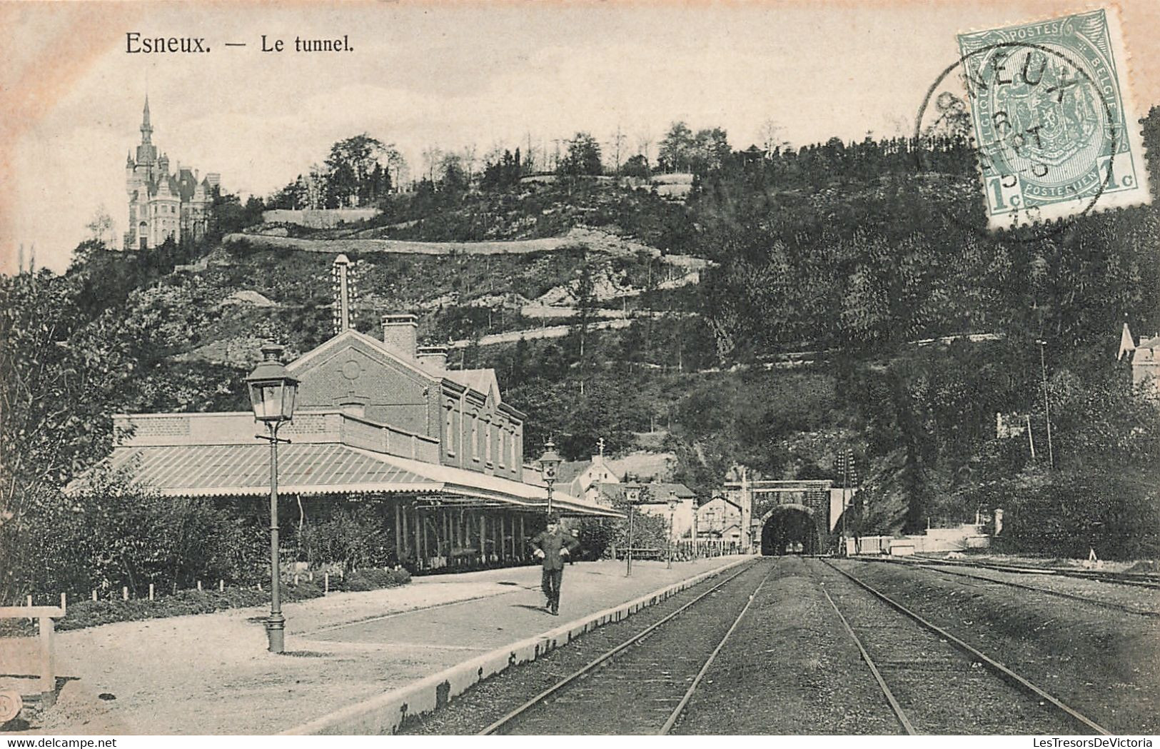 Belgique - Esneux - Le Tunnel - Chateau - Gare - Animé - Edit. Bicheroux - Carte Postale Ancienne - Esneux