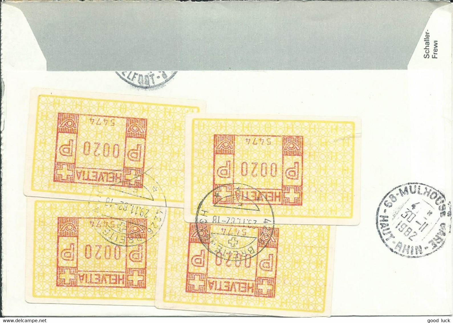 SUISSE 12 F BREITENBACH POUR BELFORT ( FRANCE ) PAR EXPRES RECOMMANDE DE 1982 LETTRE COVER - Affranchissements Mécaniques